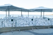 Bags of rubbish at a kiosk on Copacabana Beach - Rio de Janeiro city - Rio de Janeiro state (RJ) - Brazil