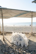 Bags of rubbish at a kiosk on Copacabana Beach - Rio de Janeiro city - Rio de Janeiro state (RJ) - Brazil