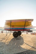 Stand up paddle boards in cargo trolley on sidewalk of Copacabana Beach - Rio de Janeiro city - Rio de Janeiro state (RJ) - Brazil