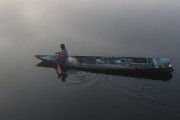 Canoe at dawn in the Jara Community - Parintins city - Amazonas state (AM) - Brazil