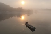 Canoe at dawn in the Jara Community - Parintins city - Amazonas state (AM) - Brazil