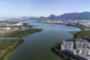 Aerial view of the Jacarepagua Lagoon with Rio 2016 Olympic Park in the background - Rio de Janeiro city - Rio de Janeiro state (RJ) - Brazil