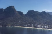 Aerial view of the Sao Conrado Beach waterfront with part of Tijuca National Park in the background - Rio de Janeiro city - Rio de Janeiro state (RJ) - Brazil