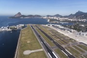 Aerial view of the Santos Dumont Airport (1936) with the Sugarloaf in the background  - Rio de Janeiro city - Rio de Janeiro state (RJ) - Brazil