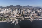 Aerial view of the Station Waterway Praca XV with the buildings from the city center of Rio de Janeiro in the background  - Rio de Janeiro city - Rio de Janeiro state (RJ) - Brazil