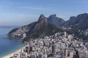 Aerial view of the Leblon Beach with the Morro Dois Irmaos (Two Brothers Mountain) in the background  - Rio de Janeiro city - Rio de Janeiro state (RJ) - Brazil