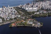 Aerial view of the Rodrigo de Freitas Lagoon with the Garden of Allah Canal and the Caicaras Club  - Rio de Janeiro city - Rio de Janeiro state (RJ) - Brazil