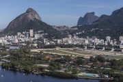 Aerial view of the Gavea Hippodrome with Two Brothers Mountain and Rock of gavea in the background - Rio de Janeiro city - Rio de Janeiro state (RJ) - Brazil