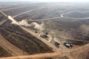 Picture taken with drone of sugarcane fields burned by fire in rural area - Moncoes city - Sao Paulo state (SP) - Brazil