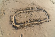 Drawing made in the sand on Copacabana Beach - Rio de Janeiro city - Rio de Janeiro state (RJ) - Brazil