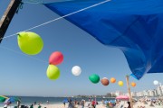 Trade stall on the edge of Copacabana Beach with balloon decoration - Rio de Janeiro city - Rio de Janeiro state (RJ) - Brazil