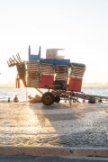 Detail of cargo trolley - man carrying a cart - with beach chairs - Copacabana Beach waterfront - Rio de Janeiro city - Rio de Janeiro state (RJ) - Brazil