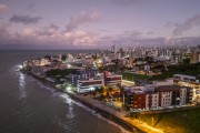 Picture taken with drone of the Bessa Beach shore at dusk - Joao Pessoa city - Paraiba state (PB) - Brazil