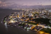 Picture taken with drone of the Bessa Beach shore at dusk - Joao Pessoa city - Paraiba state (PB) - Brazil