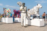 Jaguar Parade 2024 - Title: Onça de Copanema - Artist: Jota Junior - Statue of Tom Jobim - Arpoador Beach - Rio de Janeiro city - Rio de Janeiro state (RJ) - Brazil