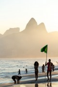 Bathers on Ipanema Beach with Two Brothers Montain and Rock of Gavea in the background - Rio de Janeiro city - Rio de Janeiro state (RJ) - Brazil