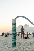 Bathers on Ipanema Beach with Two Brothers Montain and Rock of Gavea in the background - Rio de Janeiro city - Rio de Janeiro state (RJ) - Brazil