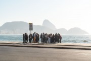 Group of young people around the statue of the poet Carlos Drummond de Andrade - Rio de Janeiro city - Rio de Janeiro state (RJ) - Brazil