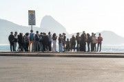 Group of young people around the statue of the poet Carlos Drummond de Andrade - Rio de Janeiro city - Rio de Janeiro state (RJ) - Brazil