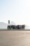 Group of young people around the statue of the poet Carlos Drummond de Andrade - Rio de Janeiro city - Rio de Janeiro state (RJ) - Brazil