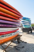 Stand up paddle boards in cargo trolley on sidewalk of Copacabana Beach - Rio de Janeiro city - Rio de Janeiro state (RJ) - Brazil