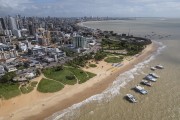 Picture taken with drone of buildings and the coastline of Tambau Beach - Joao Pessoa city - Paraiba state (PB) - Brazil