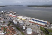 Picture taken with drone of the Port of Cabedelo on the banks of the Paraiba River - Cabedelo city - Paraiba state (PB) - Brazil