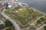 Picture taken with drone of the Santa Catarina do Cabedelo Fort (1585) - also known as Santa Catarina Fortress - Cabedelo city - Paraiba state (PB) - Brazil