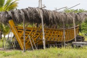 Yellow fishing boat manufacturing on Miramar beach - Cabedelo city - Paraiba state (PB) - Brazil