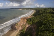 Picture taken with drone of cliff at Cacimbinhas Beach - Tibau do Sul city - Rio Grande do Norte state (RN) - Brazil