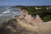 Picture taken with drone of cliffs in Beach of Golfinhos Bay  - Tibau do Sul city - Rio Grande do Norte state (RN) - Brazil