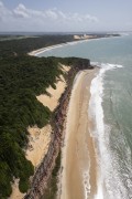 Picture taken with drone of cliffs in Beach of Golfinhos Bay  - Tibau do Sul city - Rio Grande do Norte state (RN) - Brazil