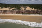 Picture taken with drone of cliffs in Beach of Golfinhos Bay  - Tibau do Sul city - Rio Grande do Norte state (RN) - Brazil