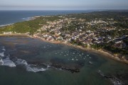 Picture taken with drone of the coastline and beaches in the Pipa District - Tibau do Sul city - Rio Grande do Norte state (RN) - Brazil