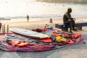 Surfboard and statue of Carlos Drummond de Andrade - Rio de Janeiro city - Rio de Janeiro state (RJ) - Brazil