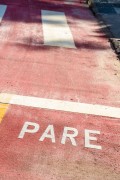 Signage on the asphalt of the cycle path - Rua Francisco Otaviano - Rio de Janeiro city - Rio de Janeiro state (RJ) - Brazil