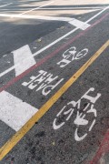 Signage on the asphalt of the cycle path - Rua Francisco Otaviano - Rio de Janeiro city - Rio de Janeiro state (RJ) - Brazil