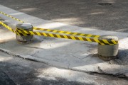 Sidewalk closed for construction work at Posto 6 - Rio de Janeiro city - Rio de Janeiro state (RJ) - Brazil