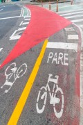 Signage on the asphalt of the cycle path - Rio de Janeiro city - Rio de Janeiro state (RJ) - Brazil