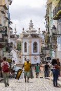 View of historic houses in Pelourinho - Our Lady of Rosario dos Pretos Church (XVIII century) in the background - Salvador city - Bahia state (BA) - Brazil