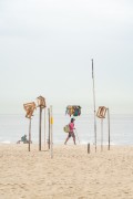 Flagpoles with wooden boxes on top - Copacabana Beach - Rio de Janeiro city - Rio de Janeiro state (RJ) - Brazil