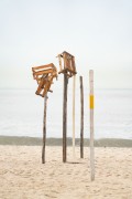 Flagpoles with wooden boxes on top - Copacabana Beach - Rio de Janeiro city - Rio de Janeiro state (RJ) - Brazil