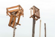 Flagpoles with wooden boxes on top - Copacabana Beach - Rio de Janeiro city - Rio de Janeiro state (RJ) - Brazil