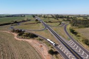 Picture taken with drone of the junction of the Armando Sales Oliveira (BR-265) and Assis Chateaubriand (SP-425) Highways - Olimpia city - Sao Paulo state (SP) - Brazil