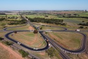 Picture taken with drone of the junction of the Armando Sales Oliveira (BR-265) and Assis Chateaubriand (SP-425) Highways - Olimpia city - Sao Paulo state (SP) - Brazil