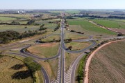 Picture taken with drone of the junction of the Armando Sales Oliveira (BR-265) and Assis Chateaubriand (SP-425) Highways - Olimpia city - Sao Paulo state (SP) - Brazil