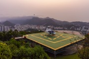 Helicopter making tourist flight with Christ the Redeemer in the background - Rio de Janeiro city - Rio de Janeiro state (RJ) - Brazil