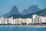 View of Copacabana Beach with Two Brothers Mountain and Rock of gavea in the background  - Rio de Janeiro city - Rio de Janeiro state (RJ) - Brazil