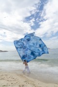 Flag and performance by artist Otavio Avancini During the party on the day of the Queen of the Sea - Arpoador Beach - Rio de Janeiro city - Rio de Janeiro state (RJ) - Brazil