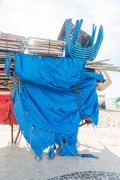 Detail of cargo trolley - man carrying a cart - with beach chairs - Copacabana Beach - Rio de Janeiro city - Rio de Janeiro state (RJ) - Brazil